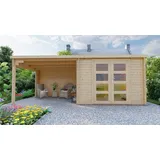 Gartenhaus Flachdach Gerätehaus Holz 28mm mit Anbau 3x2.4+3M Harz - EB28237L