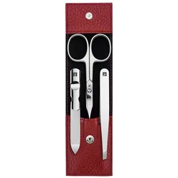 ZWILLING Beauty Maniküre Pediküre Set 3tlg. mit Kombinagelschere, Leder, Rot Nagelpflegeset 
