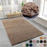 MY HOME Hochflor-Teppich MY HOME "Viva" Gr. 1, braun (braunmelange), B:60cm H:45mm L:90cm, Kunstfaser, Teppiche, Uni Farben, einfarbig, besonders weich und kuschelig, Kundenliebling