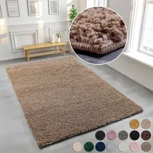 MY HOME Hochflor-Teppich MY HOME "Viva" Gr. 1, braun (braunmelange), B:60cm H:45mm L:90cm, Kunstfaser, Teppiche, Uni Farben, einfarbig, besonders weich und kuschelig, Kundenliebling