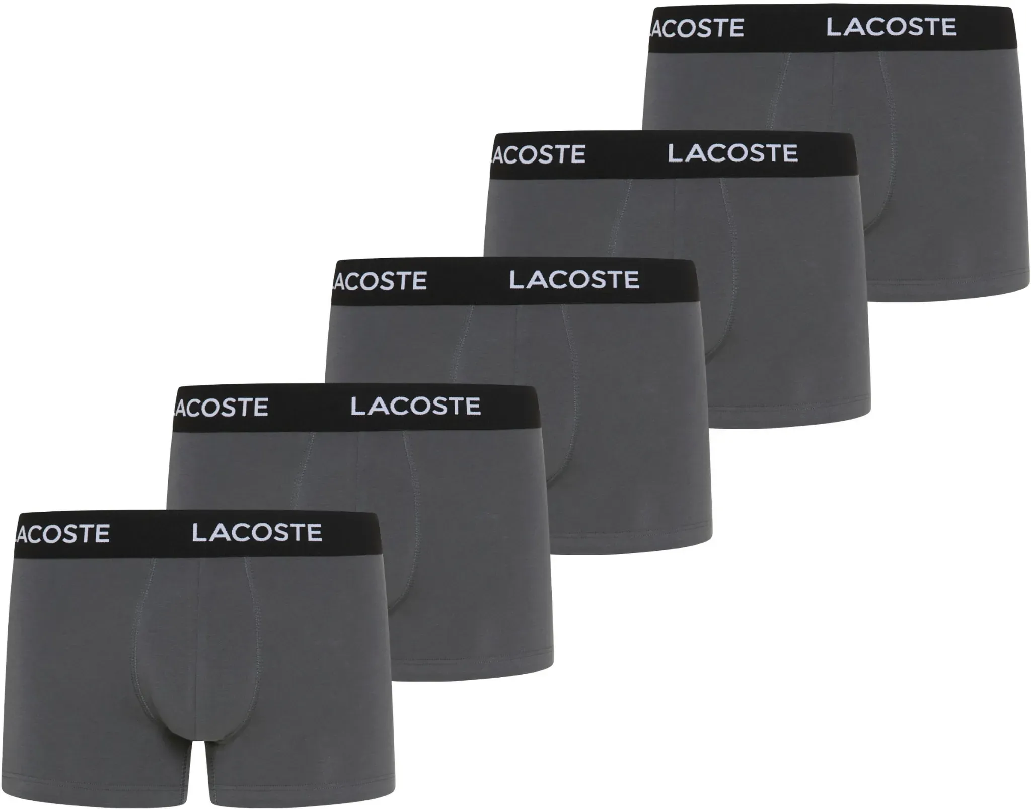 Trunk LACOSTE, Herren, Gr. XL, grau, Jersey, Obermaterial: 95% Baumwolle, 5% Elasthan, unifarben, figurbetont, Unterhosen, mit Lacoste-Schriftzug am Bund