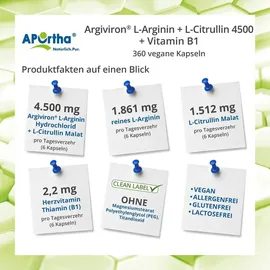 APOrtha L-Arginin + L-Citrullin 4500 + Vitamin B1 Kapseln 360 St.