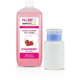 NAILS FACTORY | N&BF Nagel Cleaner Set mit Duft 500ml + Dispenser Pumpflasche 150ml - 70% Isopropanol-Alkohol – für Gelnägel – Nagelreiniger – in Studioqualität zum Reinigen & Entfetten (Erdbeer)