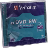 Verbatim DVD-RW, 4x, 4.7GB, 5er Pack (5 x), Optischer Datenträger