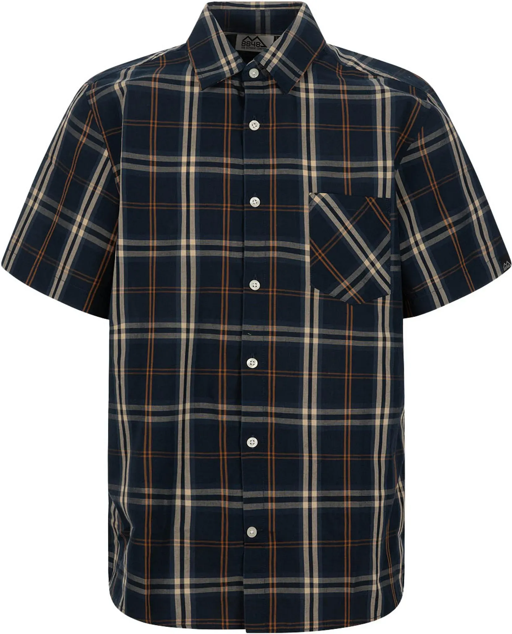 8848 Outdoor Funktionshemd Herren in check blue-mango, Größe XL - blau