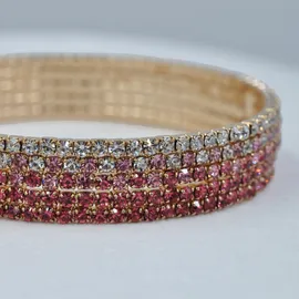 Steuer Strass-Armspange pink/rosa Gelb 18 cm