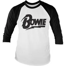 David Bowie Logo Baseball Long Sleeve Tee weiß M