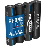 Ansmann Telefon Akku Micro AAA, 1000 mAh NI-MH 1,2V, 4 Stück, wiederaufladbar, leistungsstark