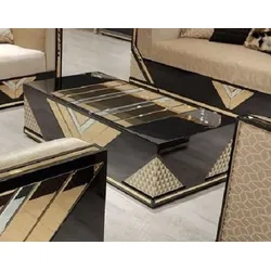 Casa Padrino Luxus Couchtisch Gold / Schwarz - Rechteckiger Massivholz Wohnzimmertisch - Wohnzimmer Möbel - Luxus Möbel - Luxus Einrichtung