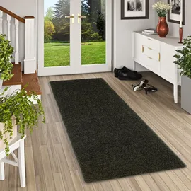 Snapstyle Hochflor Velours Teppich, Läufer Mona Schwarz, 80x200cm