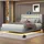 XDOVET Polsterbett mit LED-Leuchten und Kopfteildesign Doppelbett-Gästebett Hautfreundlichem Leinen 160 x 200 cm Grau - Grau