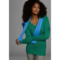 KangaROOS V-Ausschnitt-Pullover in breit geripptem Feinstrick, Gr. 44/46, grün, | 41548331-44