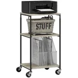 Homcom Druckertisch Grau, Metall, 39x81.5x34.5 cm, Wohnzimmer, Wohnzimmertische, Konsolentische
