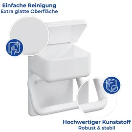 Maximex Toilettenpapierhalter 2 in 1 mit Ablage, aus Kunststoff, inkl. Montagematerial, 16 x 20 x 11 cm