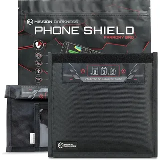Mission Darkness Non-Window Faraday Bag for Phones (2-Pack) // Device Shielding for Law Enforcement, Military, Executive Privacy, Travel & Data Security, Anti-Hacking & Anti-Tracking Assurance Black