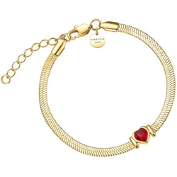 Rosefield JBSRG-J1012 Damen-Armband Snake Heart Goldfarben Roter Kristall