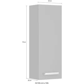 Saphir Hängeschrank SAPHIR "Quickset Wand-Badschrank 25 cm breit mit 1 Tür und 2 Einlegeböden", grau (anthrazit, anthrazit glanz), B:25cm H:70cm T:20cm, Holzwerkstoff, Schränke, Hängeschrank, Badezimmer-Hängeschrank inkl. Türdämpfer, Griffe in Chrom Glanz