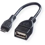 Value USB 2.0 Kabel, USB 2.0 Typ Micro B - Typ A BU, OTG, 0,15 m