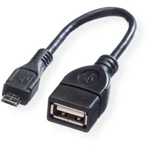 Value USB 2.0 Kabel, USB 2.0 Typ Micro B - Typ A BU, OTG, 0,15 m
