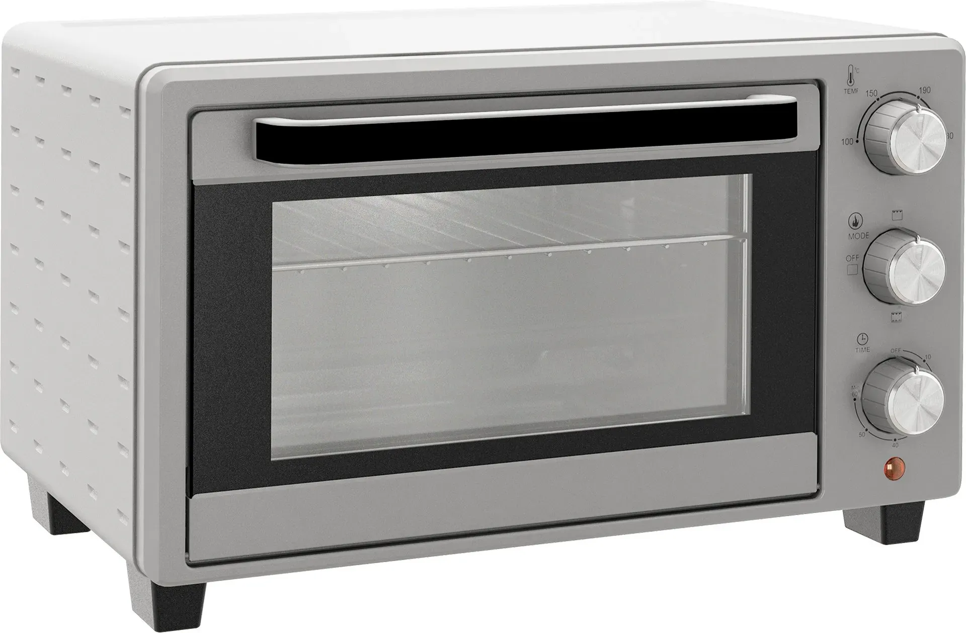 HOMCOM kleine Backofen 21L, 100°C-230°C, 1 Std. Timer, mit 3 Kochmodi, Drahtgestell, Backblech, Edelstahl, 46L x 38,5B x 29H cm, Silber  Aosom