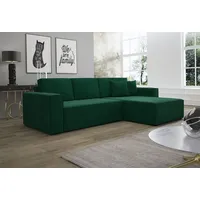 Fun Möbel Ecksofa Schlafsofa Sofa CONOR Stoff Kronos Dunkelgrün