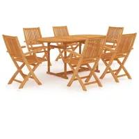 VidaXL 7-tlg. Garten-Essgruppe Massivholz Teak