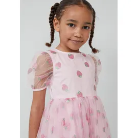 s.Oliver Gemustertes Tüllkleid mit Glitzerprint und Puffärmeln - pink - 128