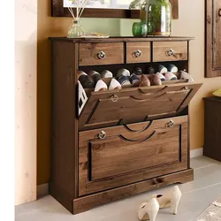 Schuhklappenschrank mit einer Schublade Kiefer dunkel