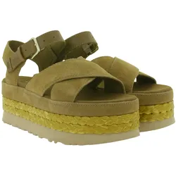 UGG Australia Aubrey Ankle Strap Damen Echtleder-Sandalette Plateau Sommer-Schuhe mit EVA-Sohle W/1167471 Braun - 38