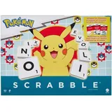 Mattel Games Scrabble Pokémon, Familien-Buchstabenspiel mit Zwei Spielmöglichkeiten, enthält 50 Herausforderungskarten mit Pokémon-Figuren, für 2 bis 4 Spieler, HXT27