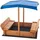 [en.casa] Sandkasten Kellenhusen mit Dach und klappbaren Sitzbänken Blau/Schwarz