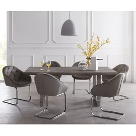 DeLife Esstisch Edge 180x90 XL Edelstahl Breit Live-Edge