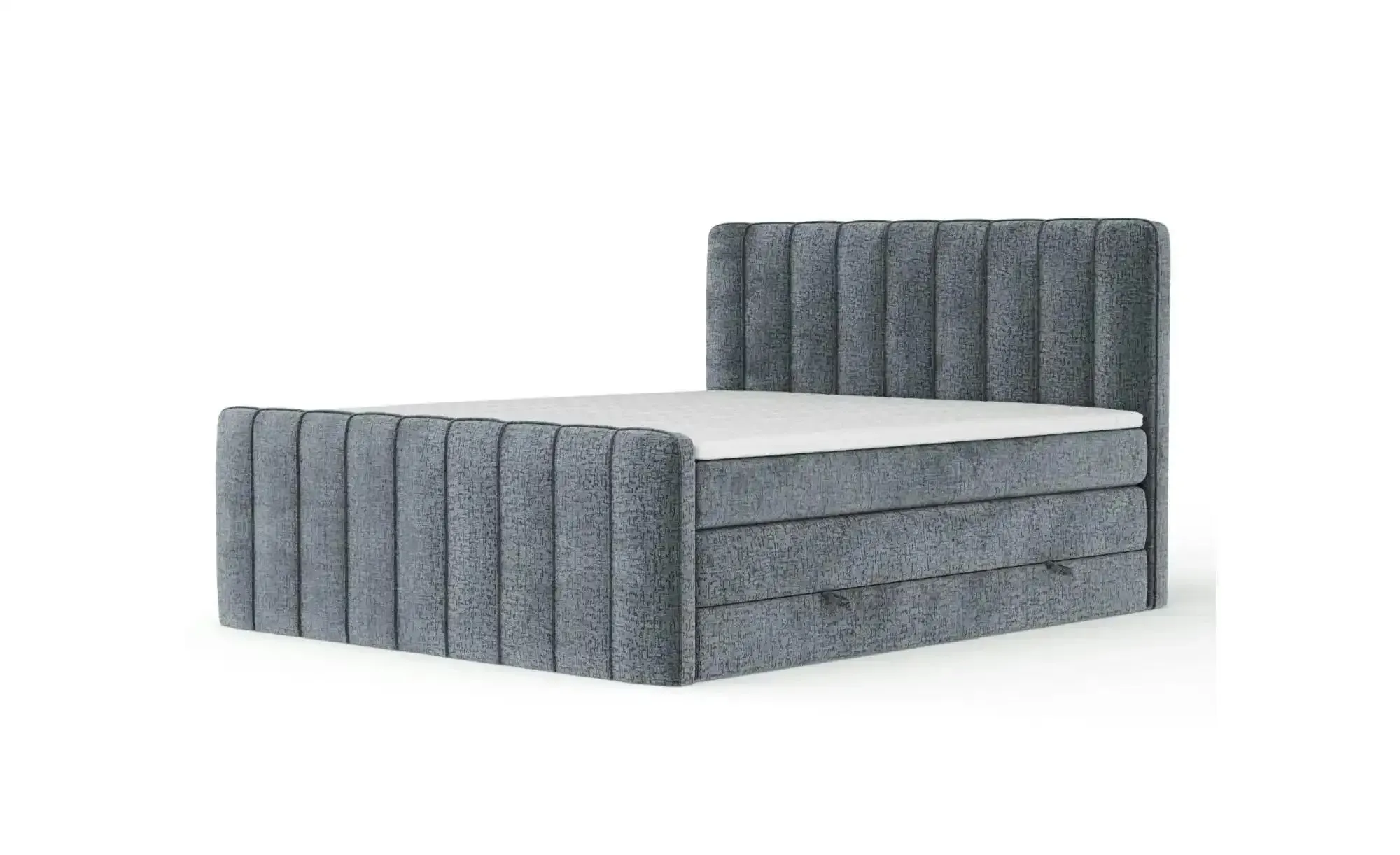 maison de rêve Boxspringbett mit Stauraum  Novara , grau , Maße (cm): B: 144 H: 118