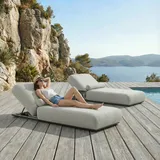 Sonnenliegen Set mit Tisch outdoorbett relaxliege gepolsterte liege Hellgrau