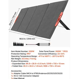 Vevor Faltbares Monokristallin Solarpanel 300 W