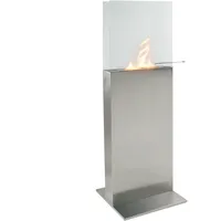 LILIMO Edelstahl Standkamin Catania | 45 x 12 x 126 cm | Freistehender Bio-Ethanol Kamin | in Silber | Ethanol Kamin Indoor und Outdoor | Bio Ethanol Kaminofen Indoor, Balkon- und Terassenkamin