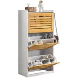 SoBuy Schuhschrank mit 3 Klappen Schuhregal mit 2 Hacken Schuhkipper