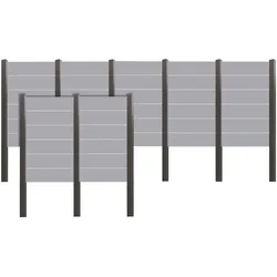 Sichtschutzelement TETZNER & JENTZSCH "ROUNDROCK 5", grau (satiniert), H:180cm, Glas, Aluminium, Zaunelemente, Satiniertes Glas in Aluminiumpfosten