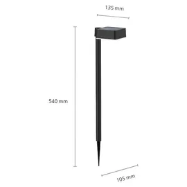 Philips Sockelleuchte Kunststoff, Metall 54,0 cm Solar 1,5 W schwarz