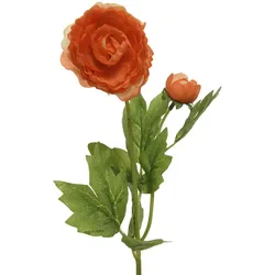 Ranunkel mit Blüte und Knospe am Stiel - Kunstblume - H: 57cm - orange