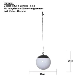 Star Trading LED Solar Kugelleuchte Kunststoff, Metall Ø 20 cm 1 Stück weiß