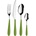 Besteck-Set PINTINOX "Canaletto" Essbesteck-Sets Gr. 24 tlg., grün (edelstahlfarben, grün) Besteckgarnituren 24.teilig, Edelstahl 1810 mit Kunststoffgriff, spülmaschinengeeignet