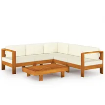 vidaXL 6-tlg Garten-Lounge-Set mit Creme Auflagen Massivholz Akazie