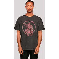 T-Shirt F4NT4STIC "Elton John Rocketman", Herren, Gr. XL, schwarz, Obermaterial: 100% Baumwolle, casual, oversize, Rundhals, Kurzarm ohne Bündchen, Shirts, Premium Qualität