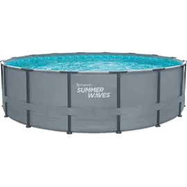 Summer Waves Elite Frame Pool Ø 488 x 122 cm inkl. Filterpumpe, Reinigungsset, Abdeckplane, Poolleiter