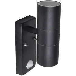 vidaXL LED-Wandleuchte Edelstahl Zylinderform Schwarz mit Sensor