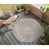 freundin Home Collection Teppich "Lilja Wendeteppich", weiß (linen weiß), H:5mm Ø:100cm, Polypropylen (PP), FREUNDIN HOME COLLECTION, Teppiche, Teppich, In-& Outdoor, beidseitig, Wetterfest, Balkon, Garten, Wohnzimmer