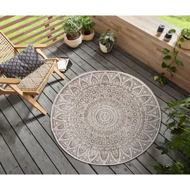 freundin Home Collection Teppich "Lilja Wendeteppich", weiß (linen weiß), H:5mm Ø:100cm, Polypropylen (PP), FREUNDIN HOME COLLECTION, Teppiche, Teppich, In-& Outdoor, beidseitig, Wetterfest, Balkon, Garten, Wohnzimmer