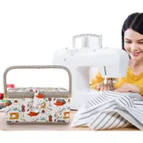 Ejoyous Nähkorb, Stoff-Nähkasten im ländlichen Stil mit abnehmbarem transparentem Tablett Nadelkissen-Tasche Magnetverschluss für Heim- und Reisestil, 10,9 x 7,1 x 5,7 Zoll