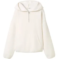 TOM TAILOR DENIM Damen Lockerer Teddy Troyer, weiß, Uni, Gr. L